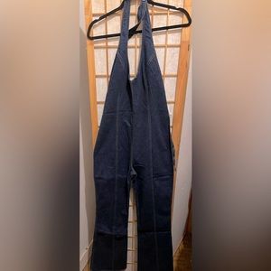 Bebe Demin Halter Neck Wide Leg Jumpsuit Size Large